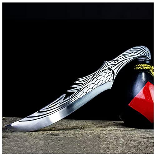 oFzimTo Couteau Cuisine Viking avec Manche en Bois,Couteau à Désosser Tranchant avec étui en cuir,Acier au Carbone Couteaux de Cuisine Japonais Professionnel Collection d'art (Aigle-01)