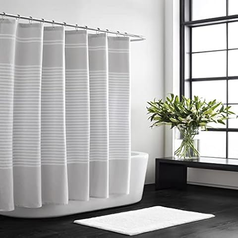 Vera Wang - USHS6A1100403 | Stripe Collection | 100% Cotton Lightweight Durable Shower Curtain, Simple and Elegant Style for Bathroom Décor, 70" x 72", Seersucker Cover