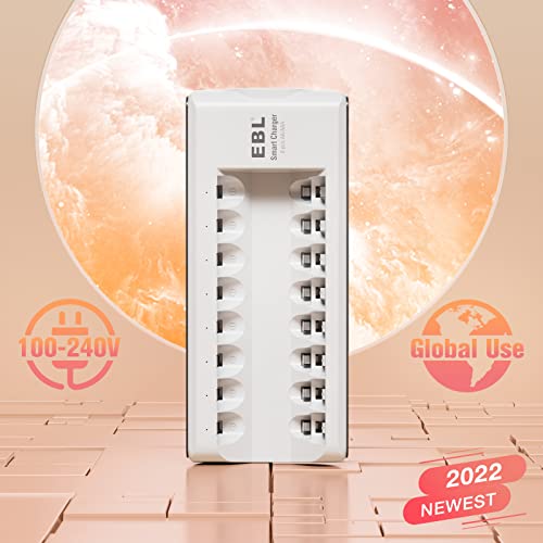 Ebl Battery Charger, 8-Bay Individual Batteries Charger For Aa Aaa Nimh Nicd Rechargeable Batteries With Ac Plug Cable #TOP4