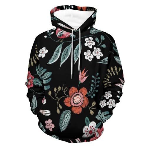Hoodie floral sweats à capuche manche longue pull homme femme UMENG sweatshirt imprimé taille S