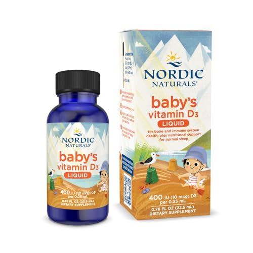 Nordic Naturals Baby’s Vitamin D3, Unflavored - 0.76 oz - 400 IU Vitamin D3 - Healthy Bones, Immune System Support, Normal Sleep Rhythms - Non-GMO,...