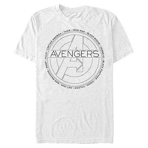 Marvel Men's Avengers Circle Icon T-Shirt, White, XXL