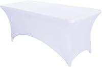 Vista 28 de CWK - Funda de mesa de elastano elástica impermeable de 4 pies para mesas rectangulares - Mantel elástico ajustable para mesas plegables, tela