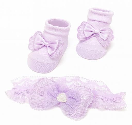 Soft Cotton Booties & Matching Hairband Set for Baby Girls (0?12 Months)|PRA-P162-0-3 Months-image-36
