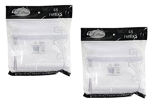 Lot of 48 Lillian Heavy Duty Clear Plastic Forks Wedding Party