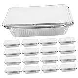 HOODANCOS 25 Piezas Bandejas Aluminio Desechables con Tapa Resistentes Calor Frío para Catering Barbacoas y Hornear Bandejas de Aluminio Rectangulares para Asar y Transportar Alimentos