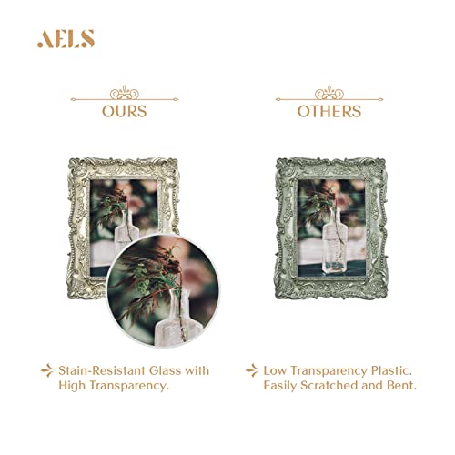 Aels 5X7 Inch Vintage Picture Frame, Elegant Antique Photo Frames With Glass Front, Photo Display, Tabletop Wall Hanging, Gift Ideas, Four-Cornered Feather #TOP2