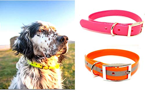 ARMERIAONLINE SINCE 1999 Collare biothane per Cane da Caccia Alta visibilità collari Taglia Piccola Media Grande (Rosa 2x50cm)