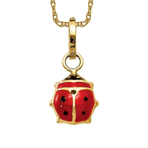 IceCarats 14K Solid Yellow Gold Ladybug Necklace Chain Pendant Charm