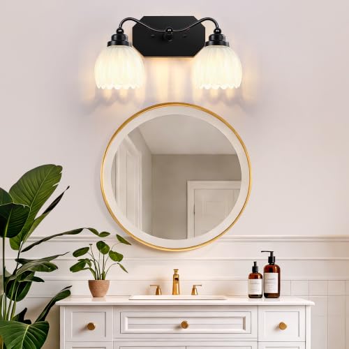 Image of Vintage 2 Light Vanity Lights,Black Matte Antique Finish