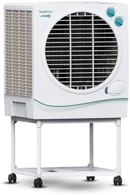 Symphony Jumbo 51 Desert Air Cooler For Home with Aspen Pads, Powerful Fan, Cool Flow Dispenser and Free Trolley (51L, White)