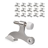 KOVOSCH 16 Pack Hinge Pin Door Stopper Brushed Satin Nickel - Adjustable Heavy Duty Hinge Pin Door Stops with White Rubber Bumper Tips