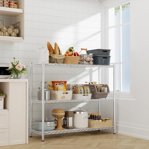 Image of ROOMTEC 3-Tier Wire Shelving Unit,48 inch W*20 inch D*47 inch H,Max Load 1200 lbs