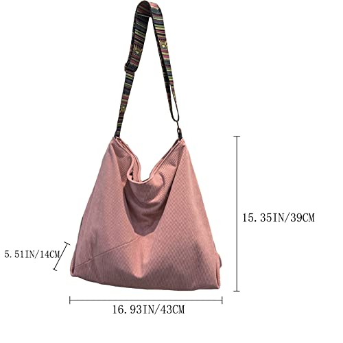 Image of JARKJARD Women Corduroy Tote Bag Large Shoulder Hobo Bag for Women Boho Casual Handbag Purse