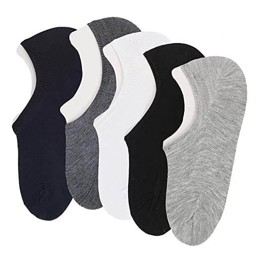 Image of Santosh Enterprises Unisex Ankle Socks No Show Socks, Loafer Sneakers Low Cut Cotton Black Grey Socks With Non Slip Grips (Free Size)