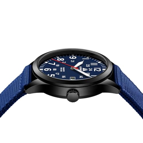Image of LN LENQIN Mens Watches Unisex Military Sport Nylon Strap Stylish Luminous Fashion Analog Quartz Watch for Men Waterproof Army Tactical Casual Wristwatch
