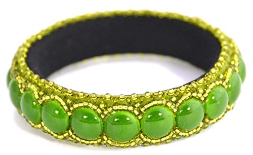 Bracelet jonc vert d'exception en porcelaine véritable et verre