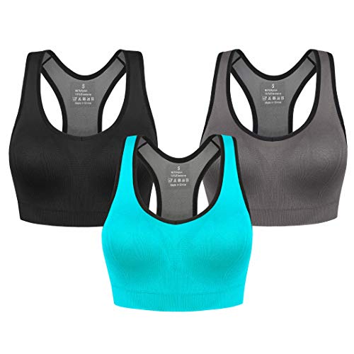 qualidyne Womens Racerback Sports Bra Padded for Yoga Running Gym Workout Fitness