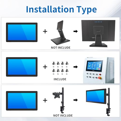Image of 23.8 Inch Industrial Touch Screen Monitor, 10 Points Touch, Ratio 16:9 Capacitive PCAP Display, 1920 x 1080R, Active Matrix TFT LCD, LED Backlight, VGA, DVI, HD-MI Ports
