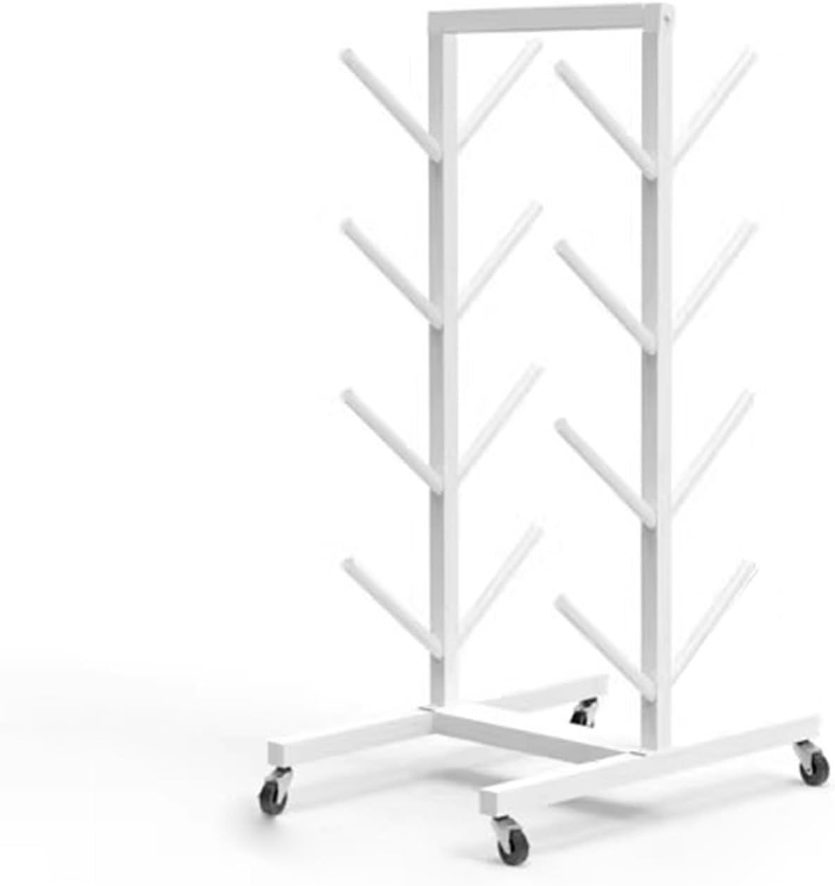 Estante para esterillas de yoga blanco con soporte multicapa de 4 niveles para el hogar