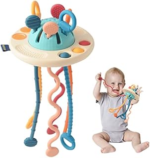 Baby Montessori Sensory Toys for 18 Months,Silicone Pull String Activity Toys for Toddlers,Fine Motor Skills Development Travel Toys for 1 2 Year Old,Birthday Gifts for 1-3 Year Old Boys Girls