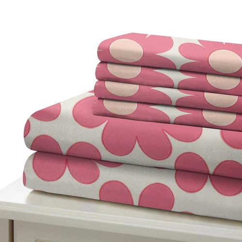 Housse de couette floral rose en microfibre 135x200 pour lit single - 7