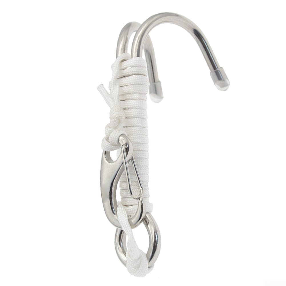 Double Head Scuba Diving Reef for DRIFT Hook, Stainless Steel With 7-Core Nylon Cord, Rust-Proof Wear Resistance, Suitable For Professional Divers(White)