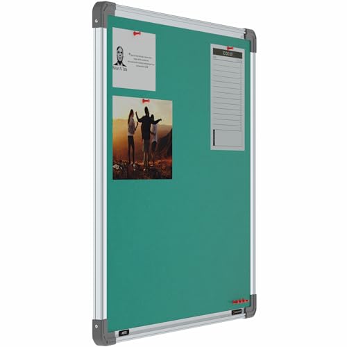 Image of Scholar Art Metis 2x2 Feet Fabric Pin Board for Wall & Study Table | Vibrant & Versatile Crape Cloth + High Density Soft Board for Pinning Photos, Sticky Notes & Reminders (Emerald Green)