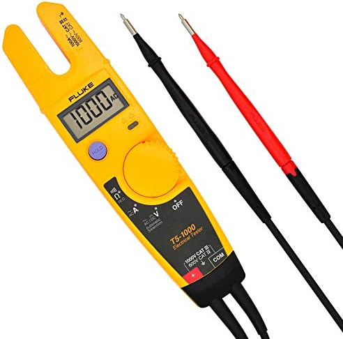 Fluke T5-1000 Voltage, Continuity and Current Tester, OpenJaw Design For Current Measurements Without Metallic Contact, Includes Detachable Slim Reach Probe Tips, Auto Selects AC or DC Voltage