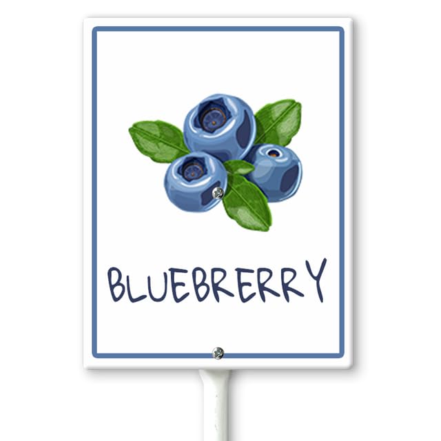 Ymaotrade Blueberry Marker Yard Sign with Stakes 7in×8.8in, Aluminum Yard Signs, Waterproof Plant Marker Reusable Garden Stake Tags with Vegetable