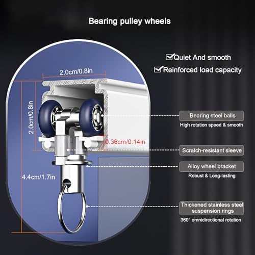 Aluminum Ceiling Track System for Sliding Curtains, Wall-Mounted Rail for Living Room/Bedroom, Silent Strip Design, 480cm (4x120cm) Room Divider Solution