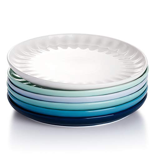 Sweese 160.003 Porcelain Inner Fluted Dinner Plates - 10 Inch - Set of
