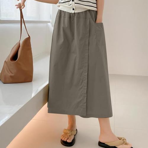 Oplxuo Womens Wide Leg Wrap Skirted Pants High Waisted Summer Beach Trousers Casual Lounge Palazzo Pants with Pockets2