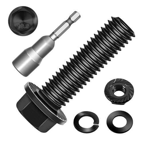 Image of (10Sets) M10 Bolt x 35mm Flanged Hex Head Bolts, External Flange Hex Drive M8 Screws, Class 10.9 Black Zinc Plated Alloy Steel Metric M10x1.5 Bolts Kit
