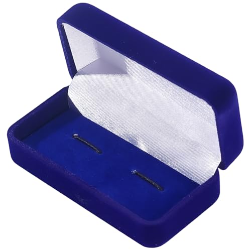Beebeecraft Caja de Gemelos de Terciopelo con Diseño de Plantas Color Azul Medianoche. Caja Rectangular Clásica para Guardar Gemelos Exhibir Joyas Sujetacorbatas O Sujetacorbatas