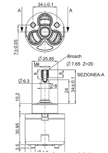 Cartuccia Deviatrice 3 Uscite Rotative - Codice: 53CC956DRG40 - 2
