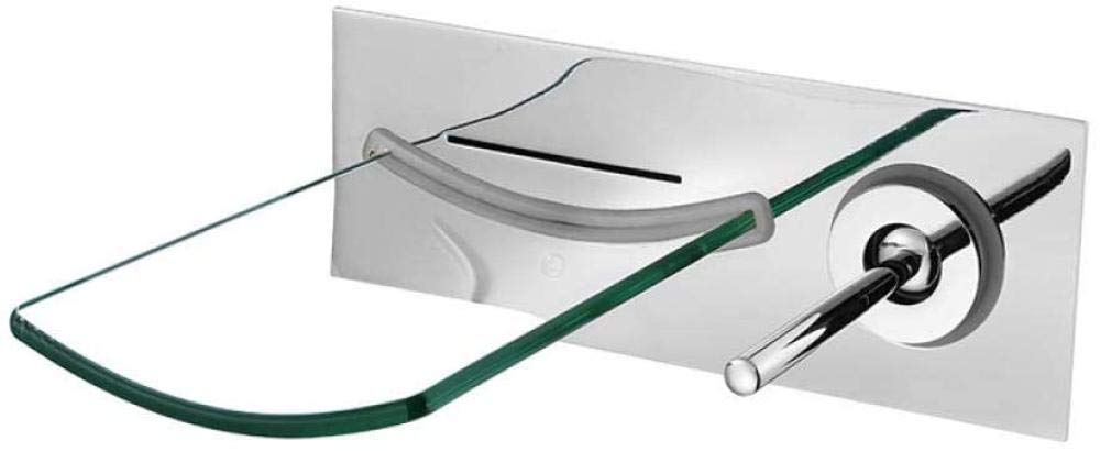 AANAN Faucets,Wall Mounted Copper Concealed Glass Waterfall Bathroom Sink Mixer Tap Oil Rubbed Led Basin Faucet