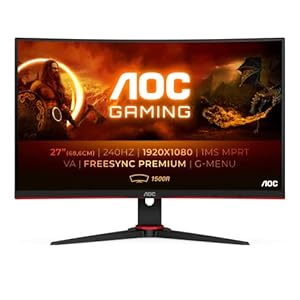 AOC Gaming C27G2ZE – 27 Inch FHD Curved Monitor, 240Hz, 0.5ms, VA, AMD FreeSync Premium, Low Input Lag (1920×1080 @240Hz…