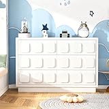 Anbuy White Baby 6 Drawer Dresser for Bedroom, Dresser for Baby with 6 Drawers, Storage and Organization Unit with Square Handles for Nursery, Kids Bedroom