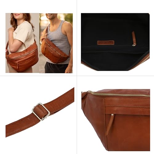 Riñonera de piel Gusti Esben en color marrón oscuro talla única de estilo retro 3