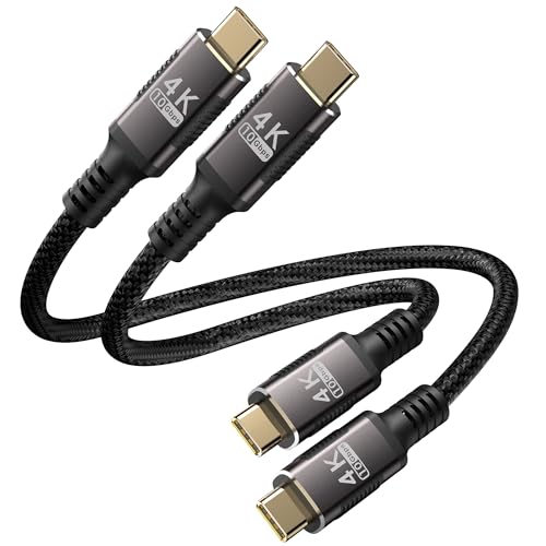 Image of 6 inch Short USB C Cable 0.5ft 2Pack Compatible with Thunderbolt 3,USB-C 3.1 Cable 10Gbps Data Transfer,4K@60Hz /2K@120Hz Video Output Monitor Cord,Type-C Nylon Braided 100W Fast Charging.