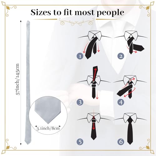 Image of Syhood 6 /12 /24 Pcs Men Ties Set Solid Satin Pure Color Business Formal Necktie Tie 57 inch for Men Occasion Wedding