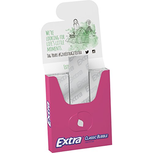 Image of EXTRA Gum Classic Bubble Gum Sugar Free Chewing Gum Bulk Pack, 15 Stick (Pack of 120)