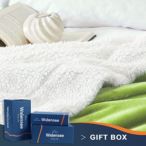 Walensee Sherpa Fleece Blanket (Throw Size 50”X60” Bright Green) Plush Throw Fuzzy Super Soft Reversible Microfiber Flannel Blankets For Couch, Bed, Sofa Ultra Luxurious Warm And Cozy For All Seasons #TOP1