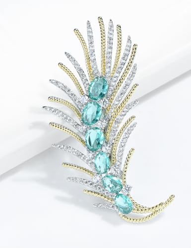 Image of Vintage Golden Feather Lapel Pin Leaf Brooch Stick Pin for Suit Women Men Jewelry