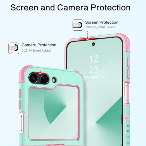 Image of BENTOBEN for Samsung Galaxy Z Flip 6 5G Case with Ring, Heavy Duty 2 in 1 Full Body Rugged Galaxy Z Flip6 Case Girls Women Boy Men Shockproof Protection Cover for Samsung Z Flip 6 6.7 inch,Mint Green