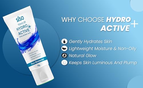Image of Siso Hydro Active+ Face Moisturizing Cream 75g | Vitamin B5, Hyaluronic Acid, Shea Butter & Glycerin | Deep Hydration & Non-Greasy Formula | Dry to Normal skin | For All Skin Types