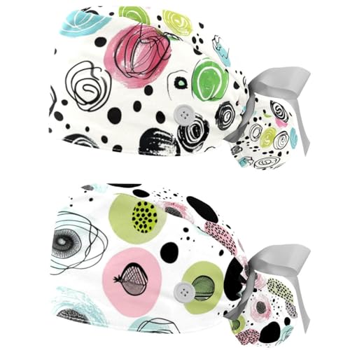 YTYVAGT 2-Pc,Gourd-Shaped Working Cap,Fisherman Hat with Buttons and Cotton Sweatband,Easter Doodle Ornamental Eggs