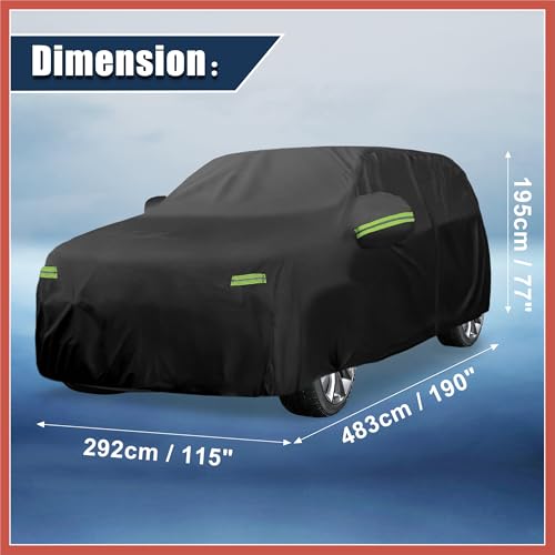 Image of ACROPIX Waterproof Car Cover for Dodge Durango 2011-2023 Outdoor Full Car Cover All Weather Protection Rain Sun Protection with Zipper Black Car Parts
