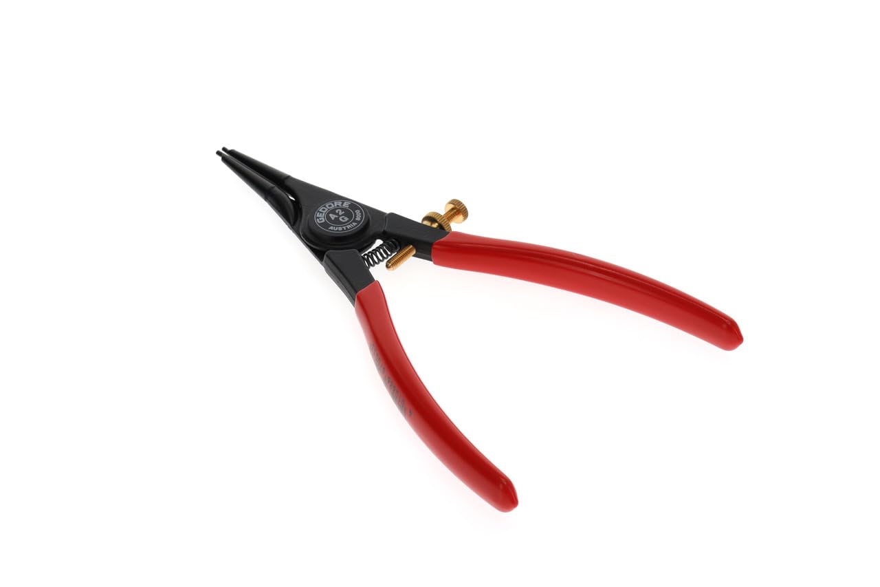 GEDORE Pinza di Montaggio per Anelli di Sicurezza Esterni, con Molla di Apertura e Vite di Regolazione, Pinza Seeger, Becchi Dritti, Diametro Punte 1.8 mm, 8000 A 2G